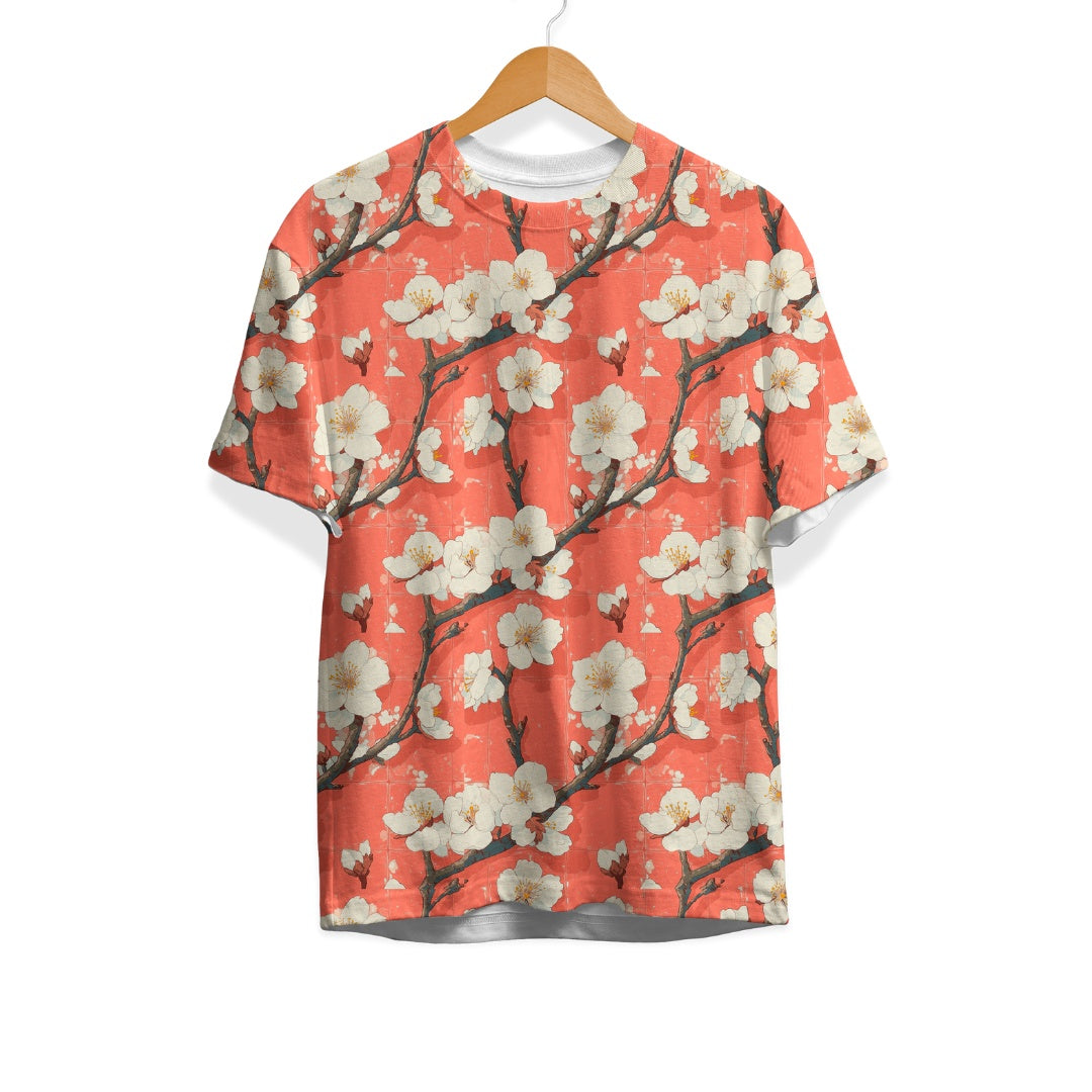 Polyester t-shirt with Hanami Harmony Pattern print