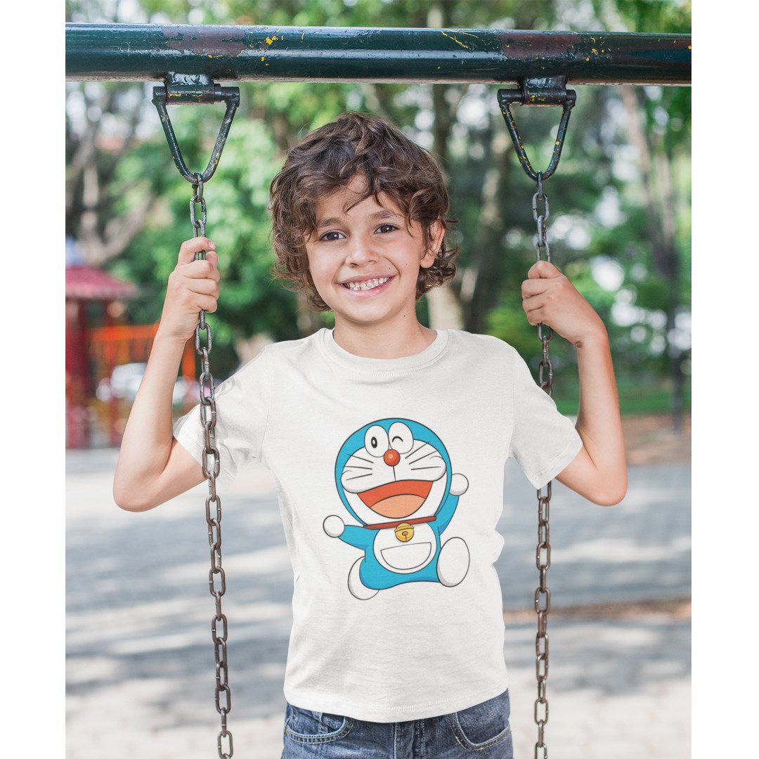 Happy Doraemon Kid's T-Shirt — White
