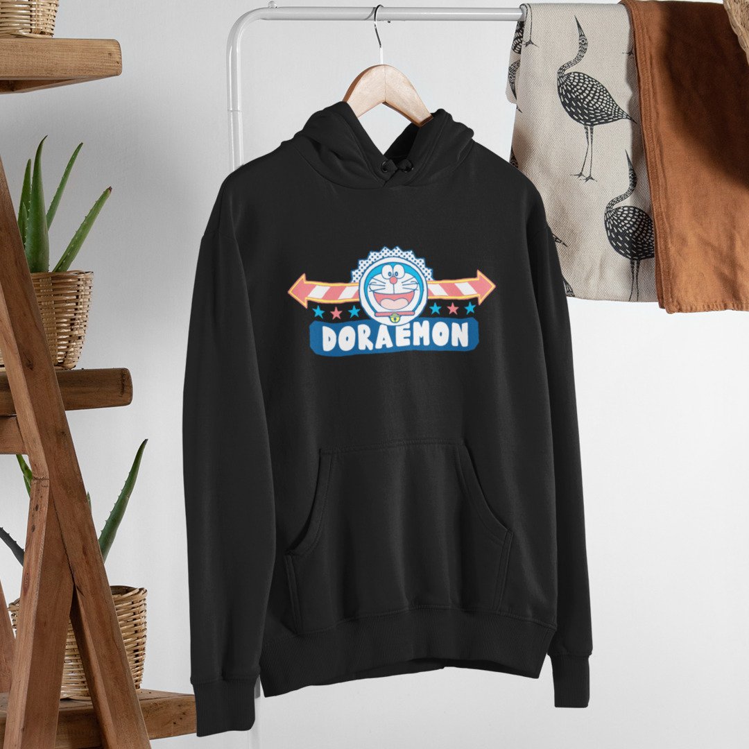 Happy Face Unisex Hooded Sweatshirt — Black