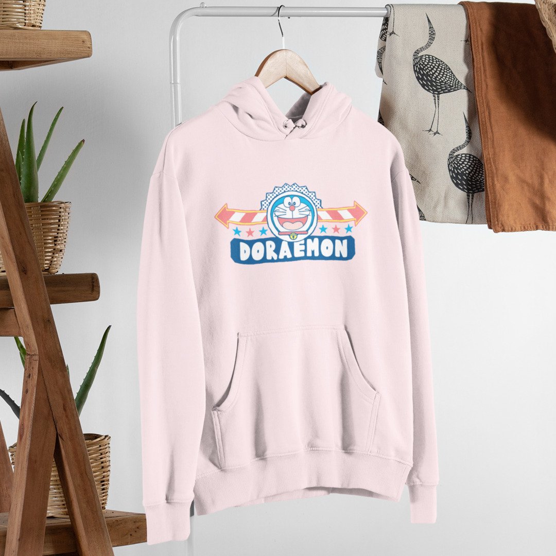 Happy Face Unisex Hooded Sweatshirt — Light Pink