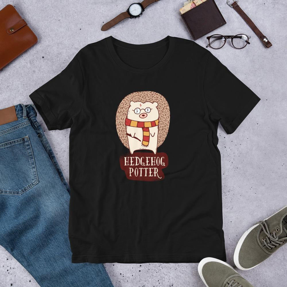 Hedgehog Potter Half Sleeve T-Shirt — Black
