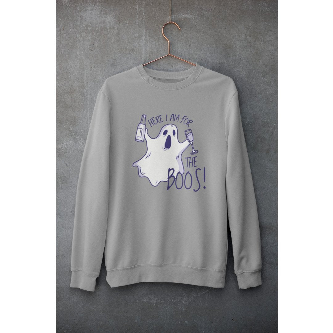 Here For The Boos Unisex Sweatshirt — Grey