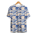 Polyester t-shirt with Hokusai Ripple Pattern print