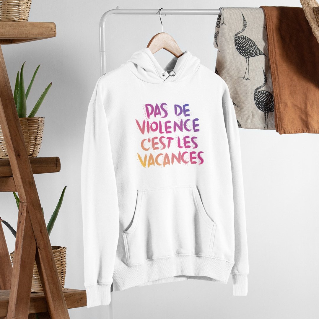 No Violence Unisex Hooded Sweatshirt — White