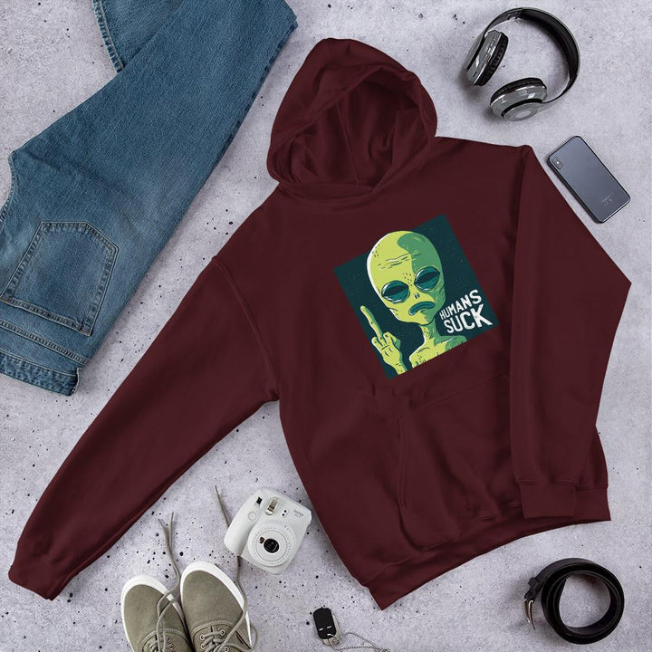 Humans Suck Alien Unisex Hooded Sweatshirt