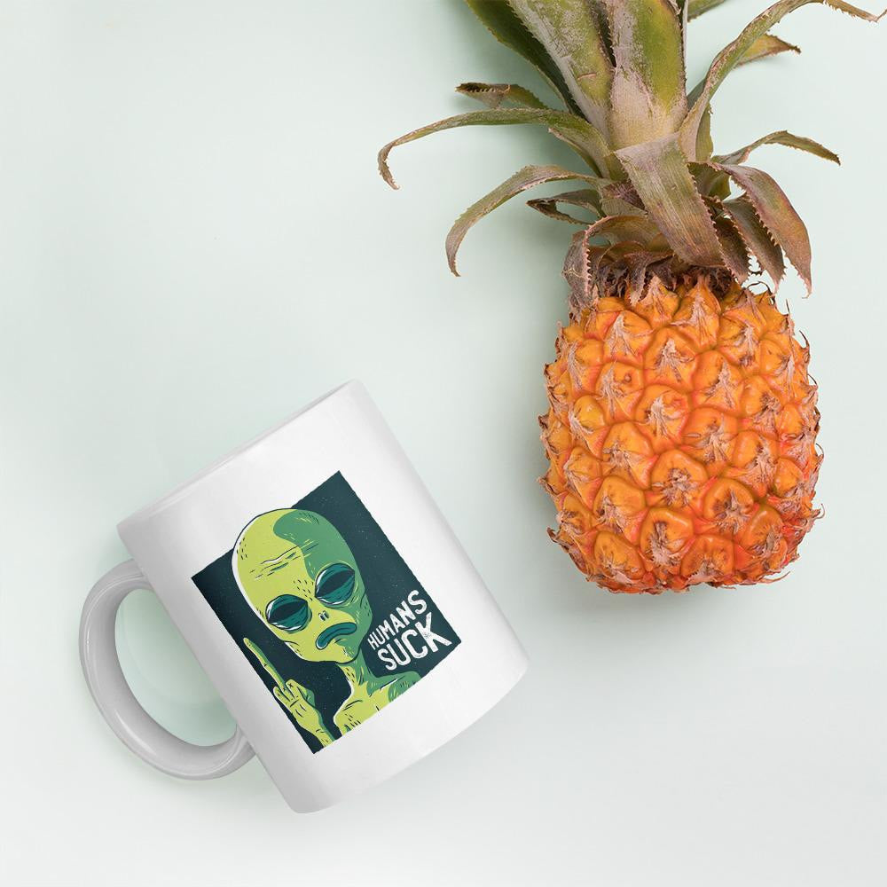 Humans Suck Alien Coffee Mug — detail view 4