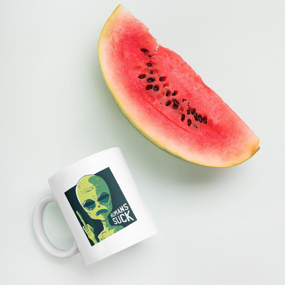 Humans Suck Alien Coffee Mug — detail view 5