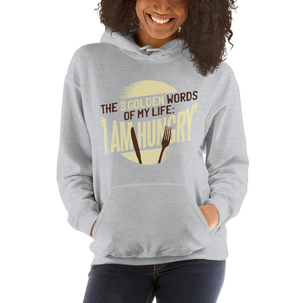 I am Hungry Unisex Hooded Sweatshirt — detail view 3