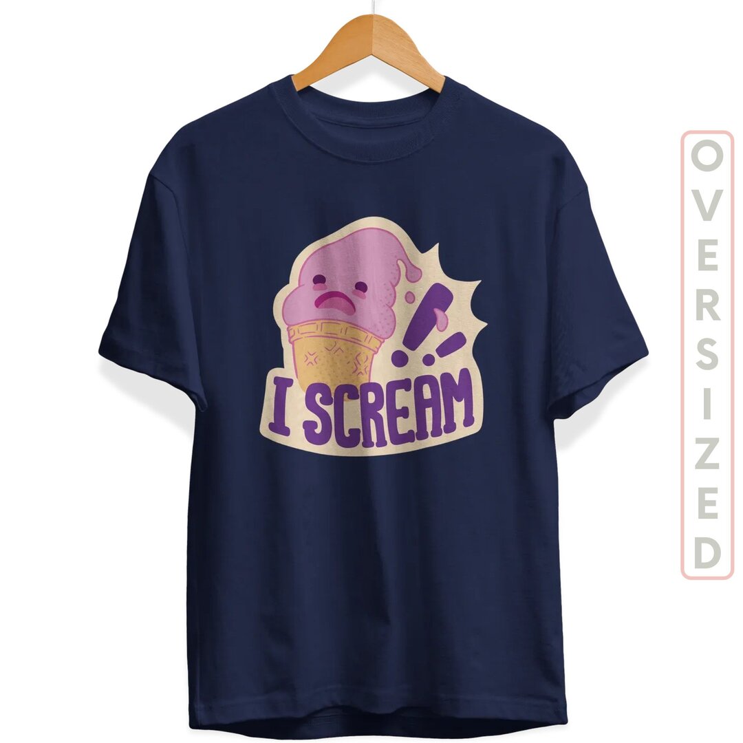 Ice Cream Funny Unisex Oversized T-Shirt — back view