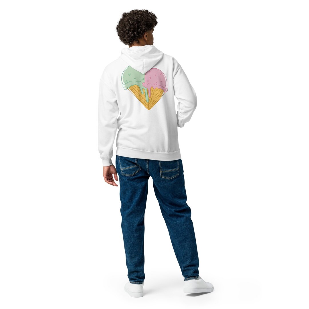 Ice Cream Love Unisex Heavyweight Zip Hoodie — detail view 4