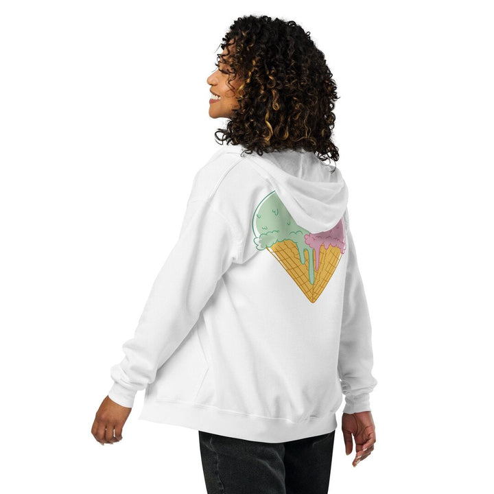 Ice Cream Love Unisex Heavyweight Zip Hoodie — detail view 3