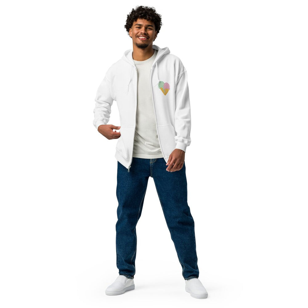 Ice Cream Love Unisex Heavyweight Zip Hoodie — detail view 2