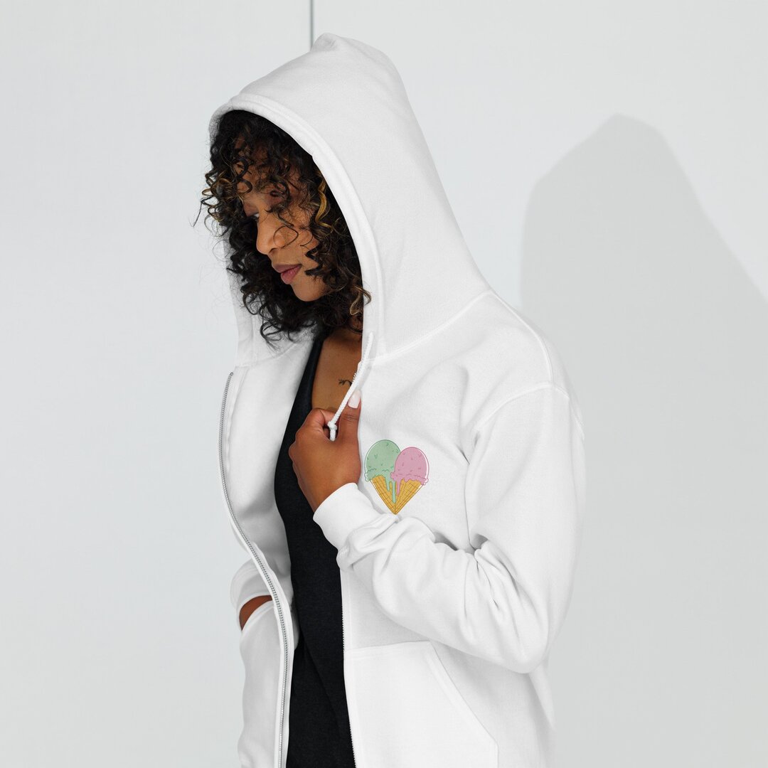 Ice Cream Love Unisex Heavyweight Zip Hoodie — back view