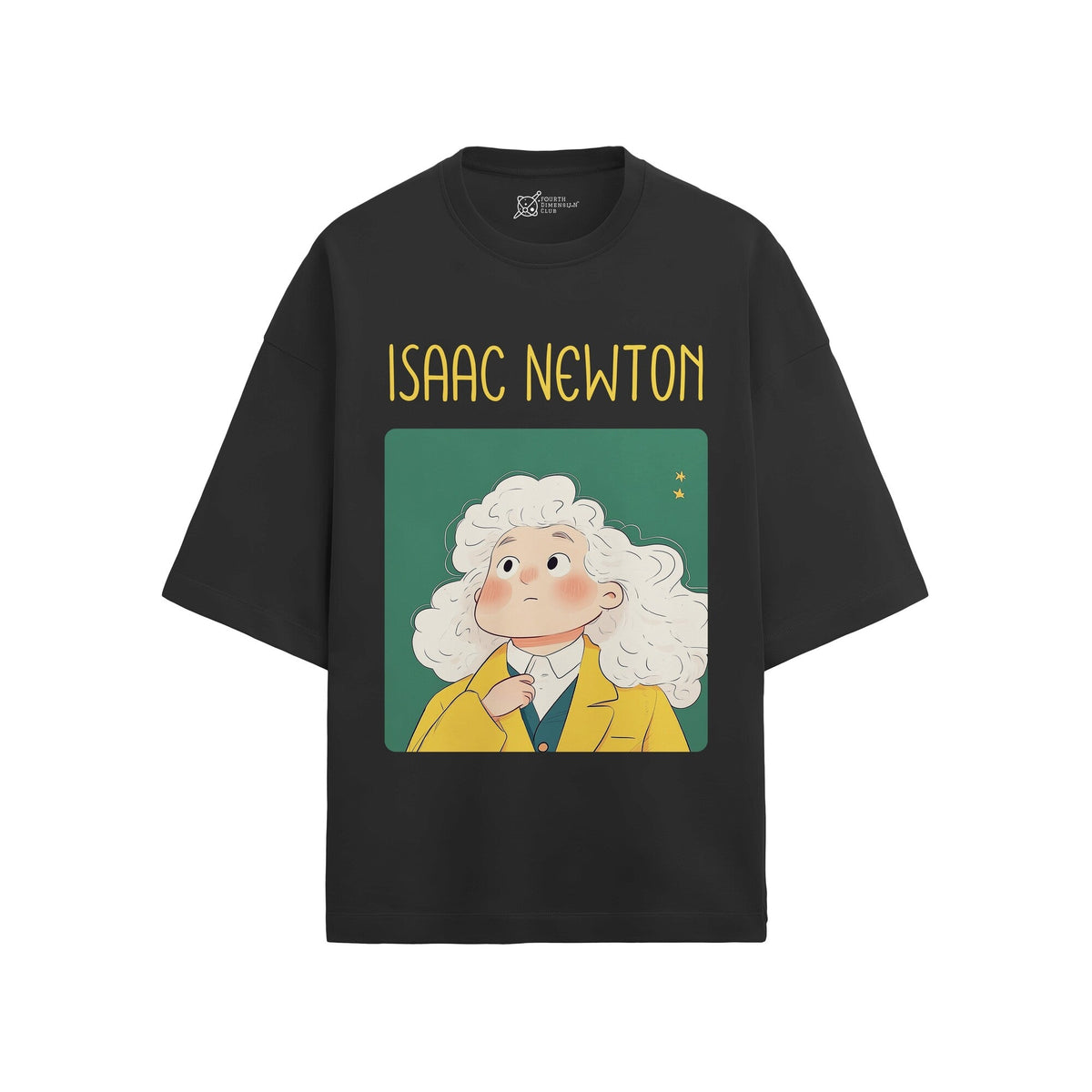 Isaac Newton Oversized French Terry T-Shirt — black-2