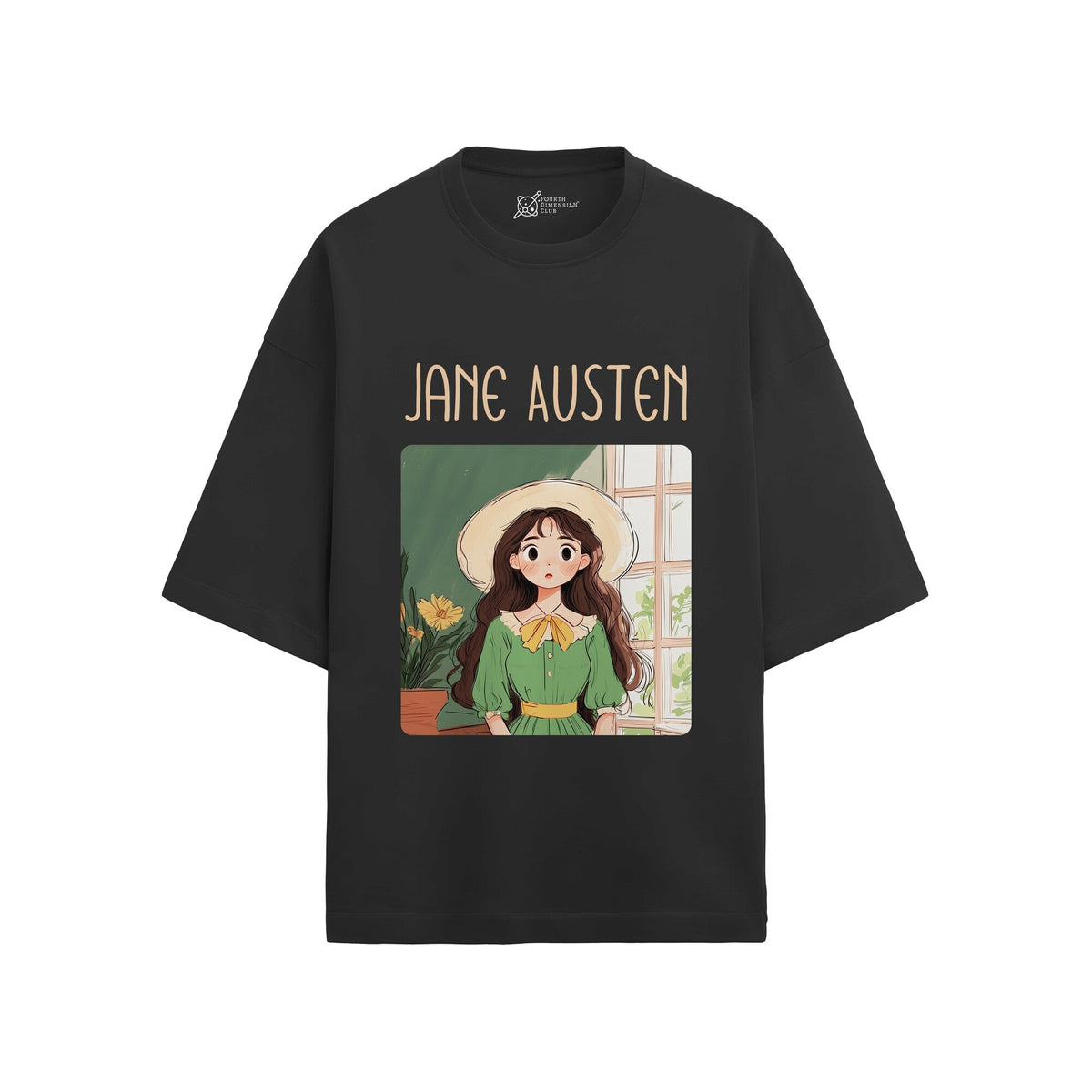 Jane Austen Oversized French Terry T-Shirt — black-2