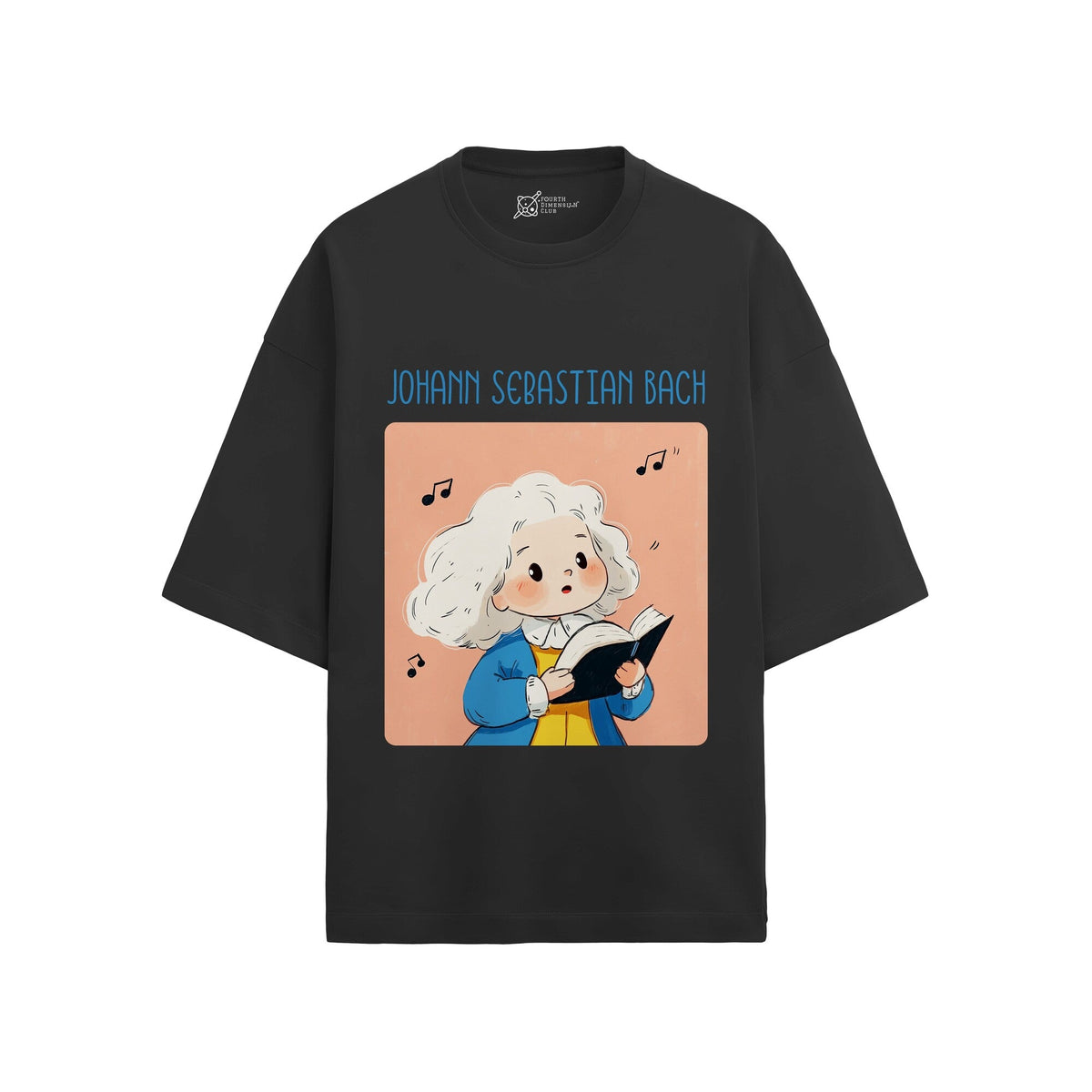 Johann Sebastian Bach Oversized French Terry T-Shirt — black-2