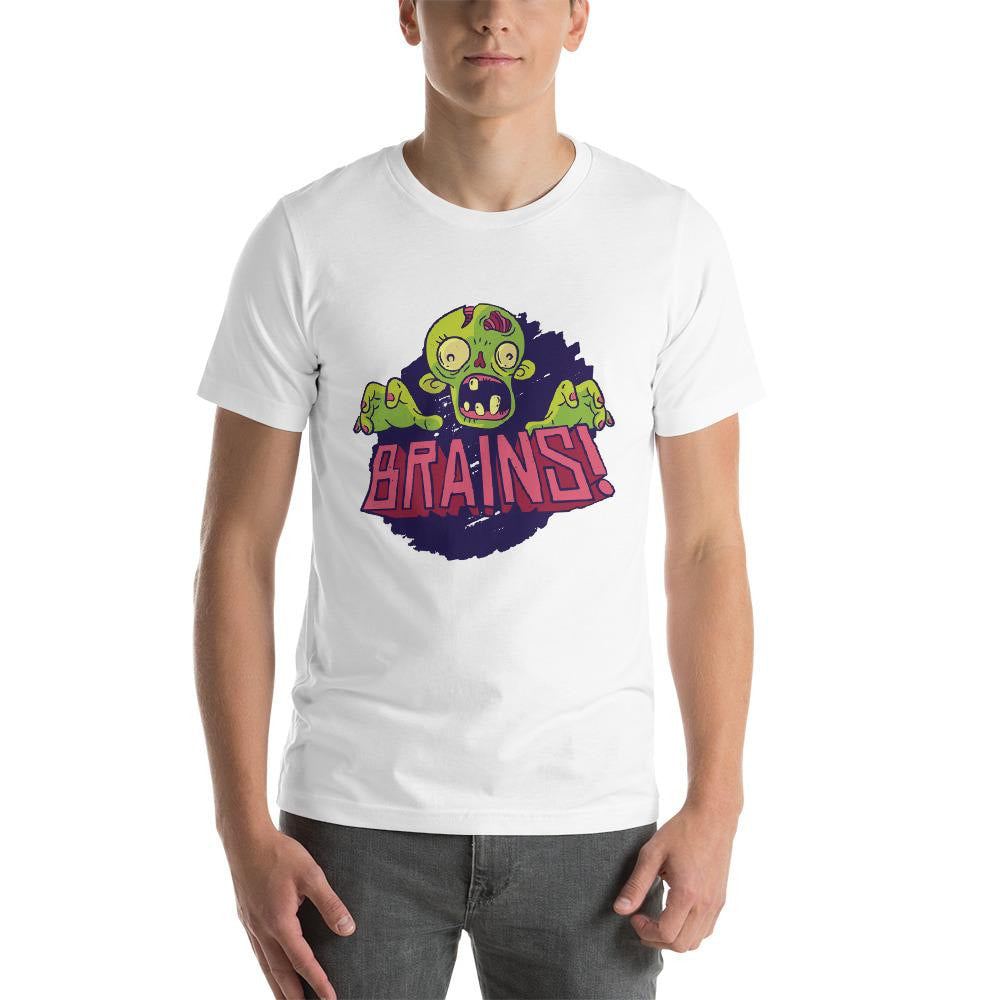 Zombie Brains Half Sleeve T-Shirt — White (2)