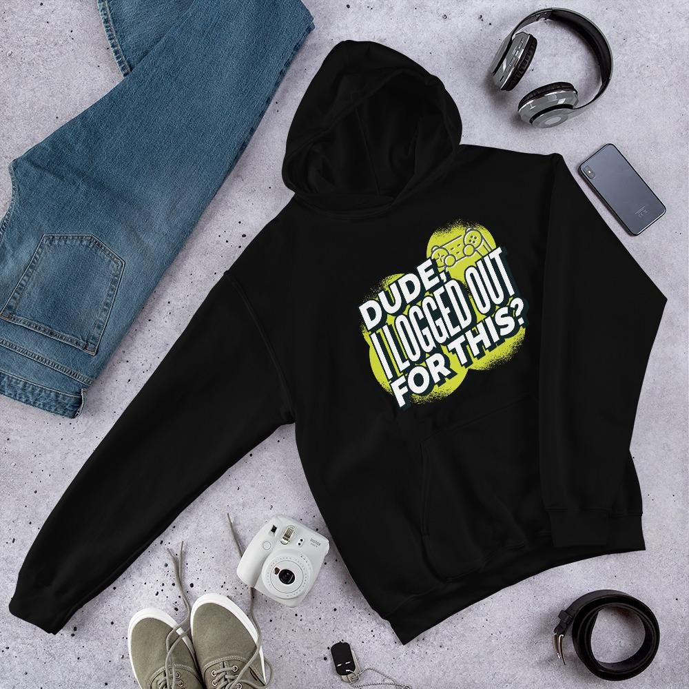 Logged Out Unisex Hooded Sweatshirt — Black