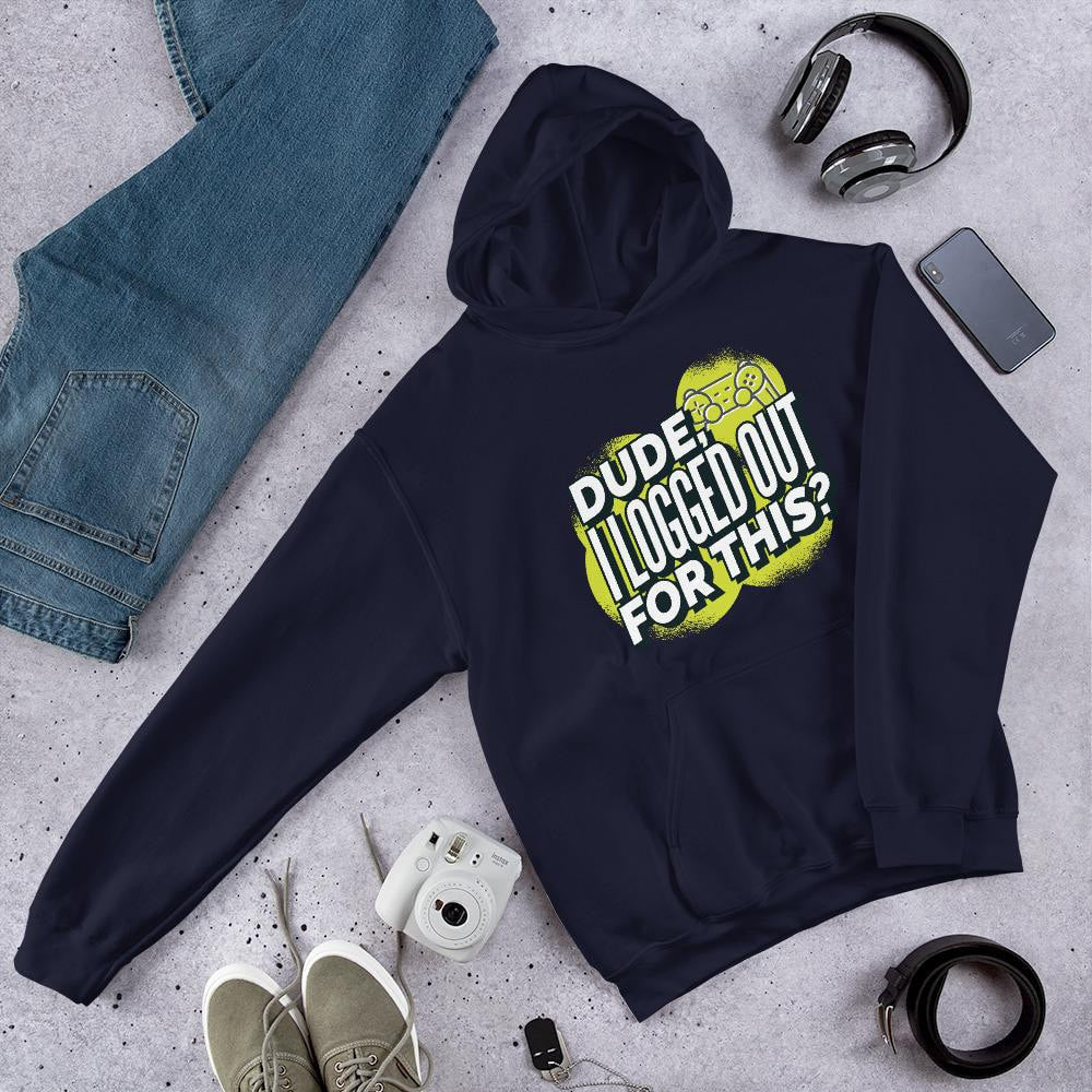 Logged Out Unisex Hooded Sweatshirt — Navy
