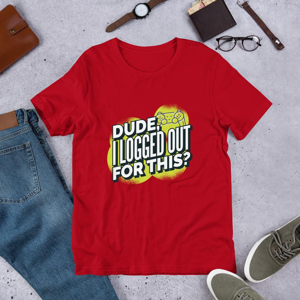 Logged Out Half Sleeve T-Shirt — Red