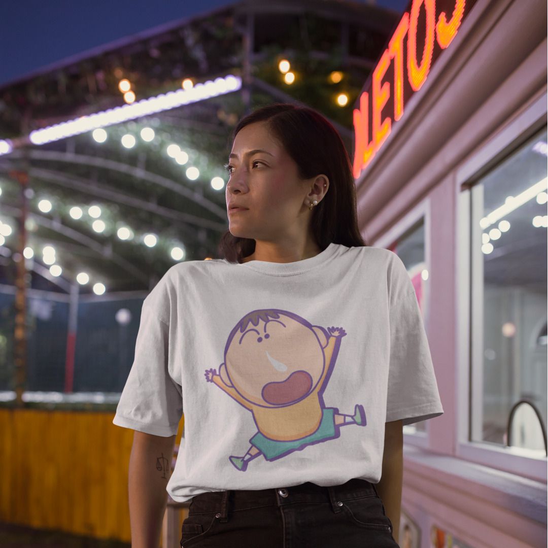 Jumping Bo-Chan Unisex Oversized T-Shirt — White