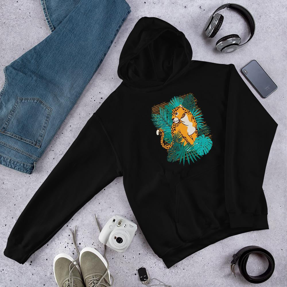 Jungle Jaguar Unisex Hooded Sweatshirt — Black