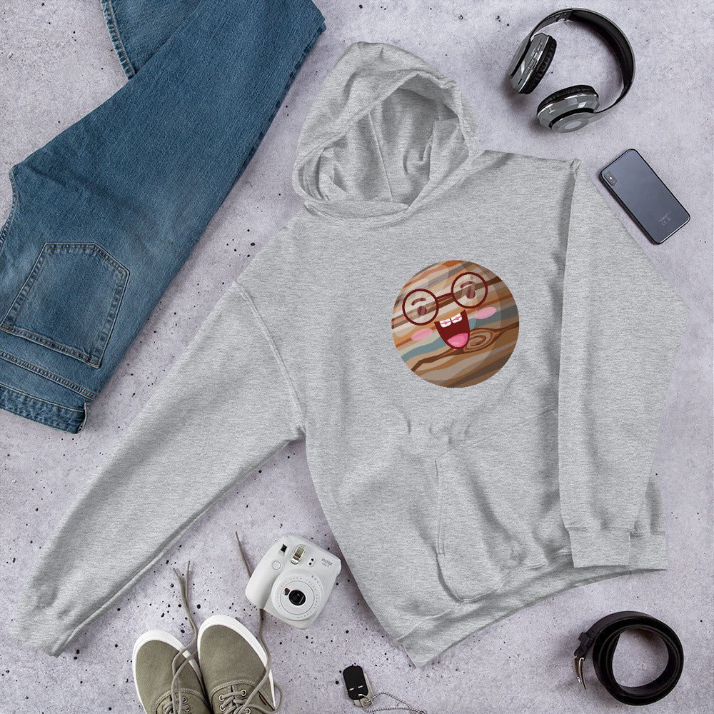 Jupiter Cartoon science hoodie front graphic – Fourth Dimension Club
