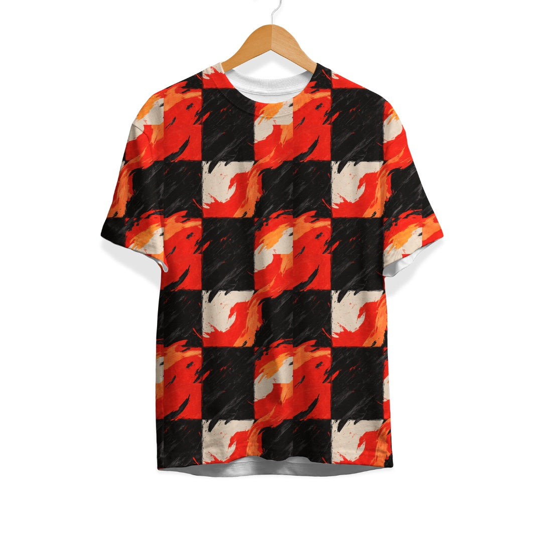 Polyester t-shirt with Kagutsuchi Flame Pattern print