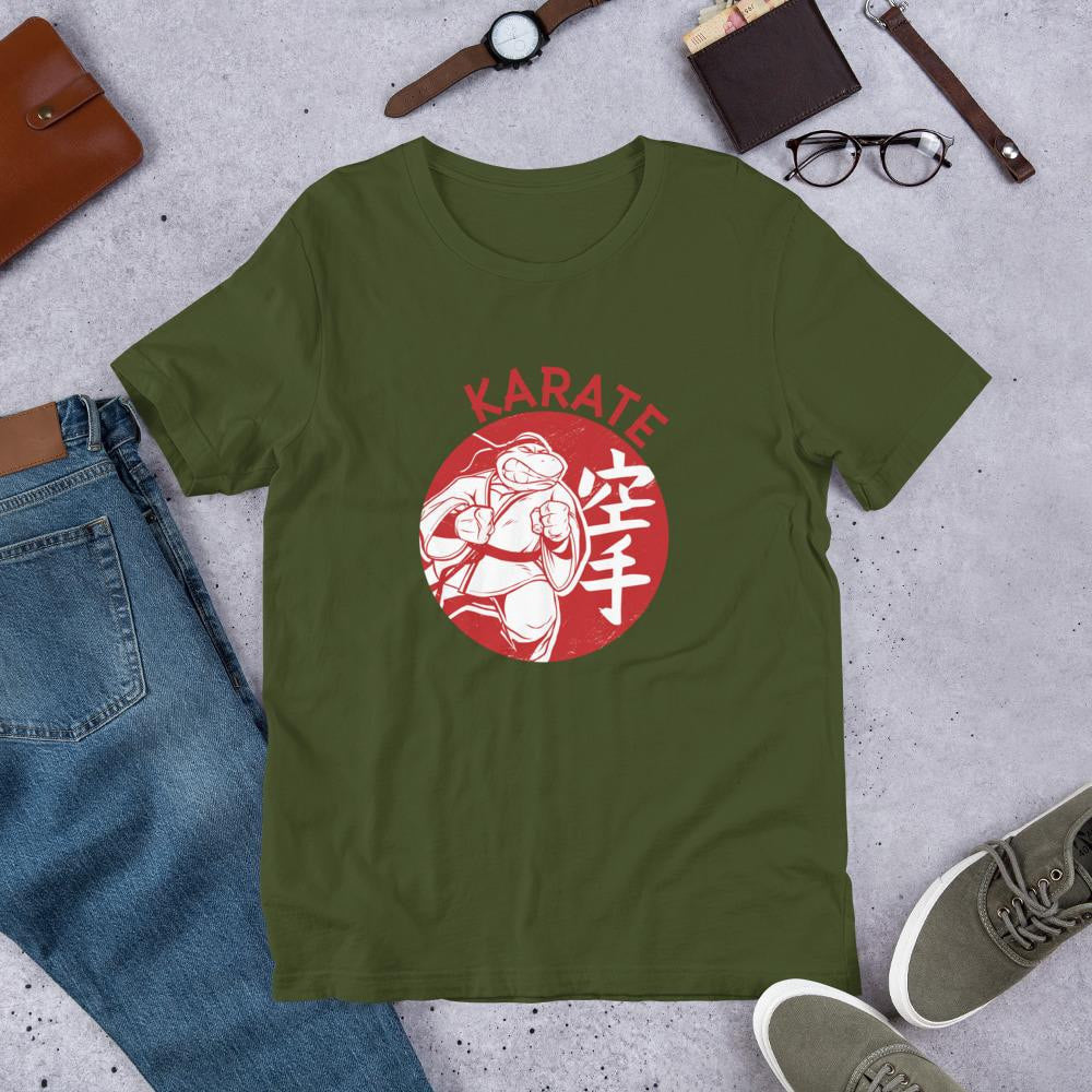 Karate Turtle Half Sleeve T-Shirt — Olive