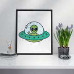 Kawaii Alien framed poster – Fourth Dimension Club