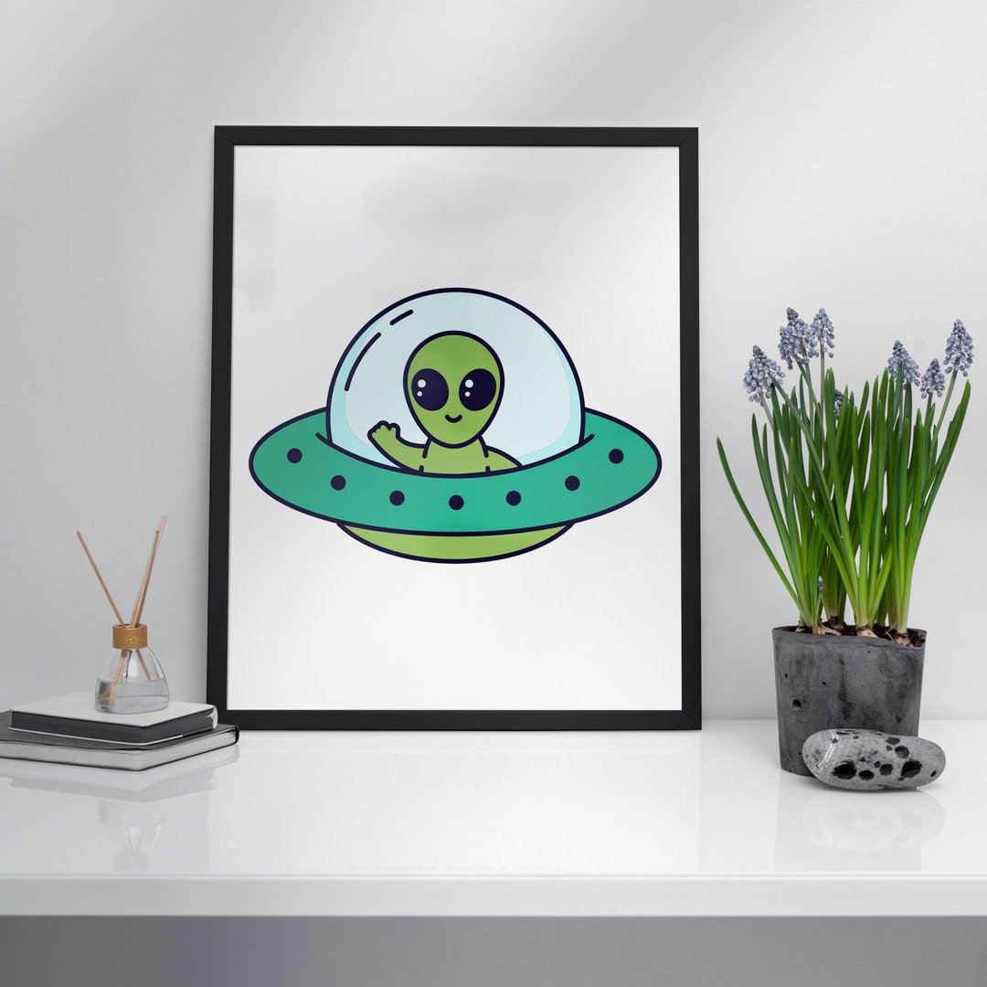 Kawaii Alien framed poster – Fourth Dimension Club
