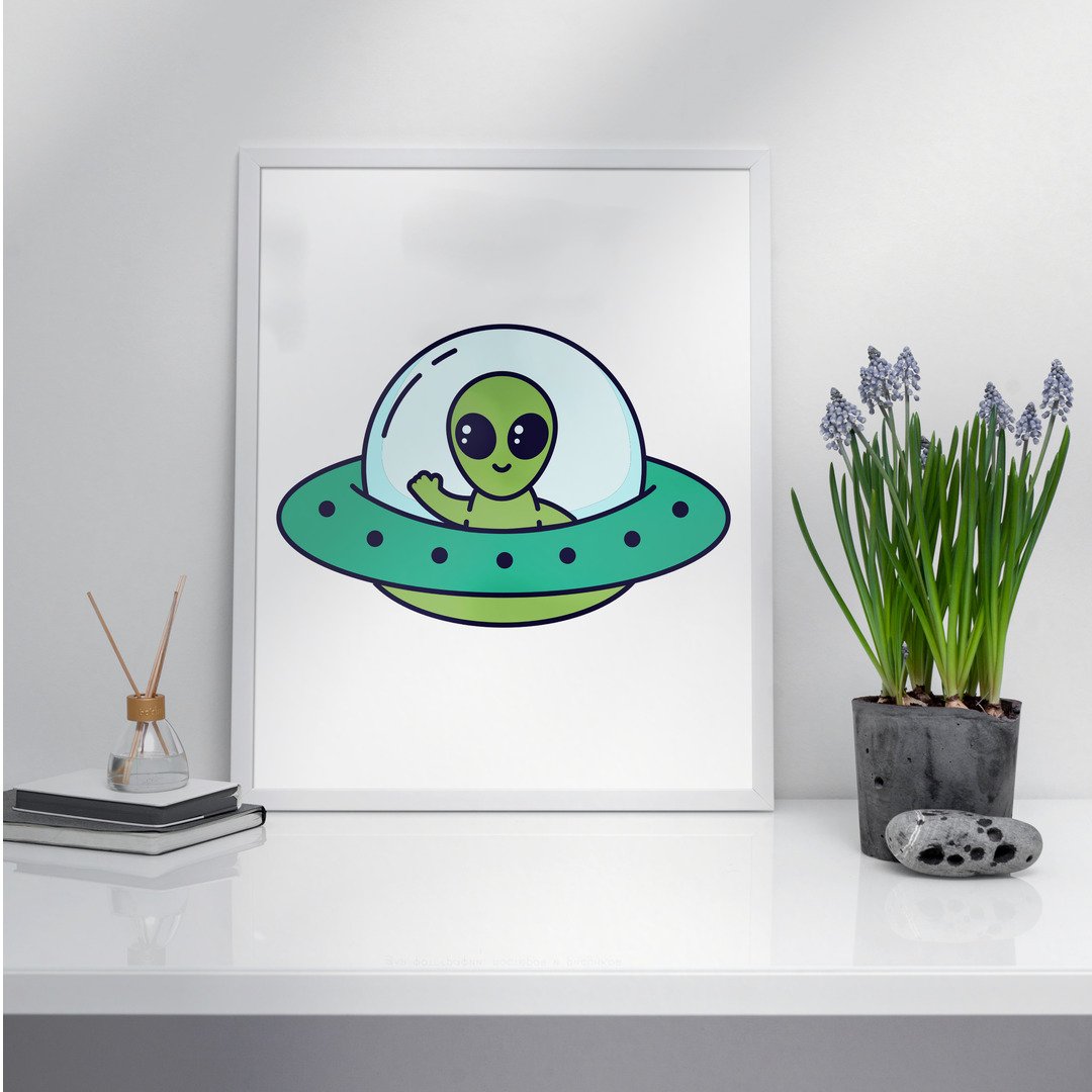 Kawaii Alien Framed Poster — A3 12 X 18 Inch (2)