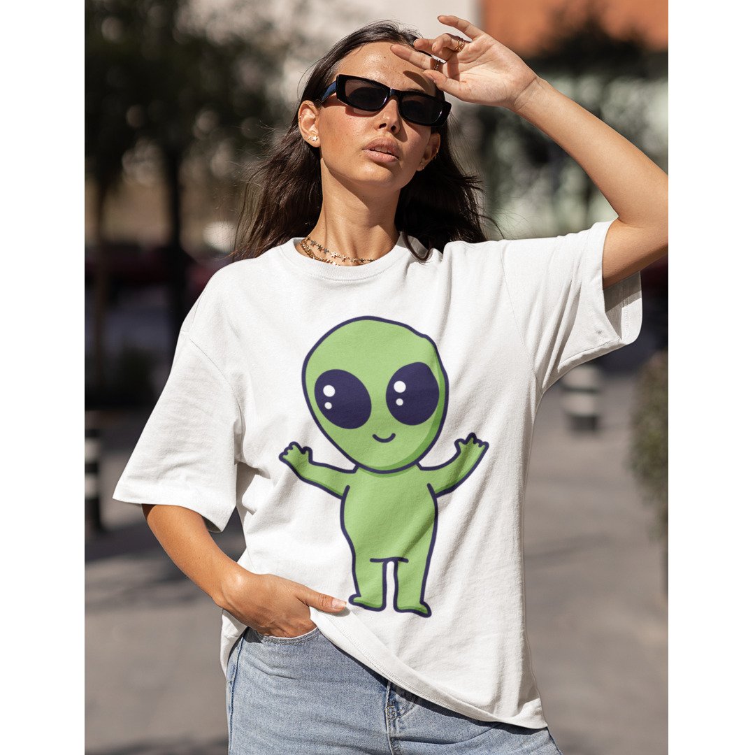 Kawaii Alien cartoon oversized tee – Fourth Dimension Club