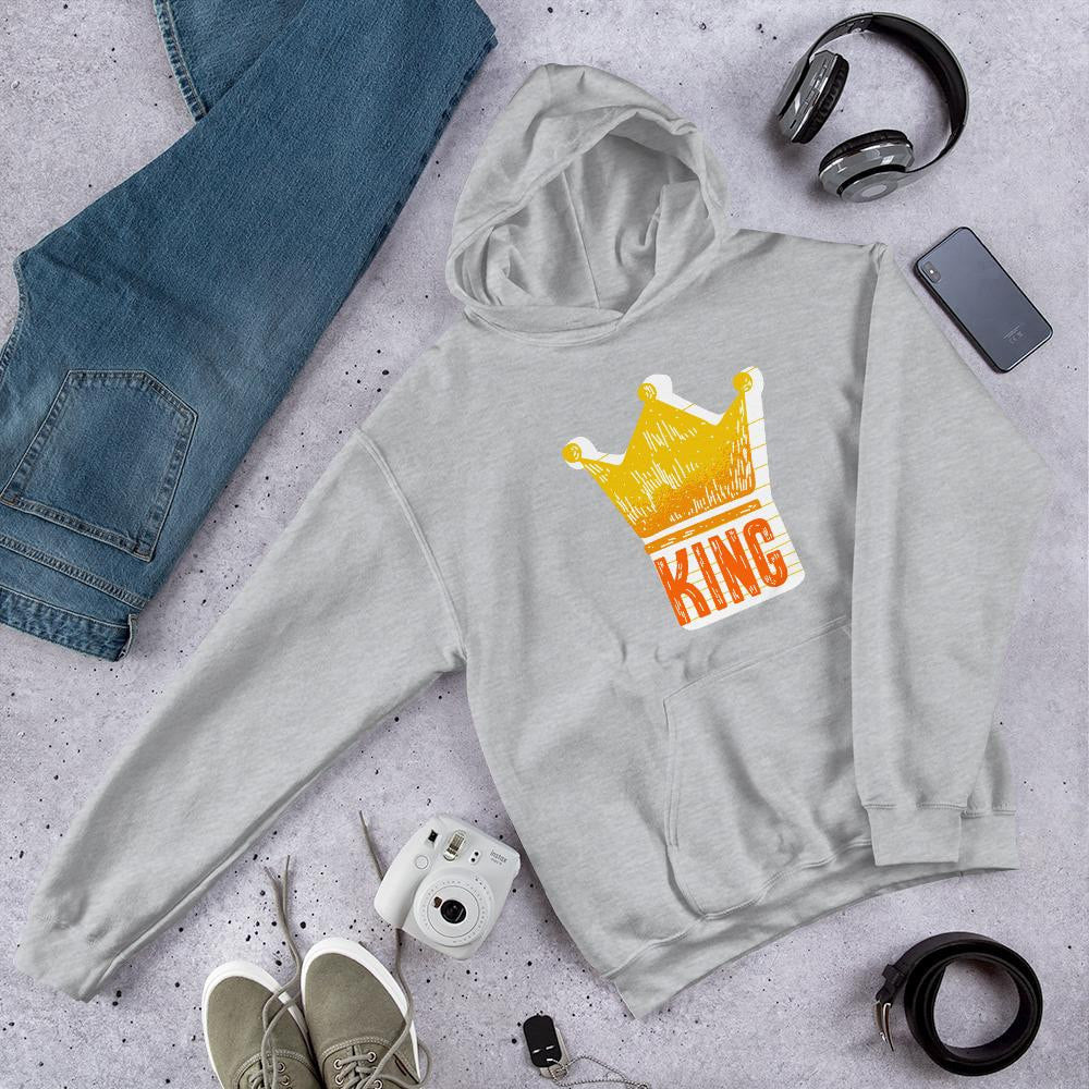 King Crown Unisex hooded Sweatshirt — Grey