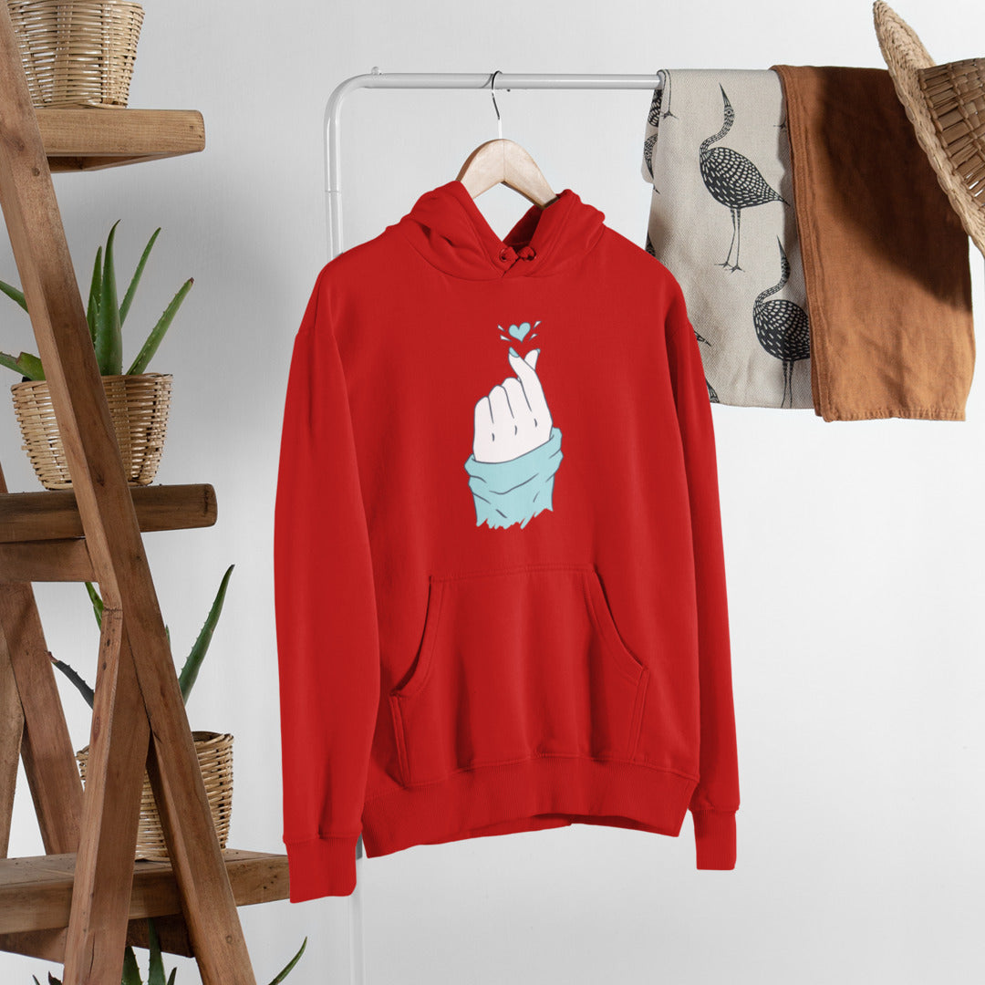 Korean Heart Unisex Hooded Sweatshirt — Red