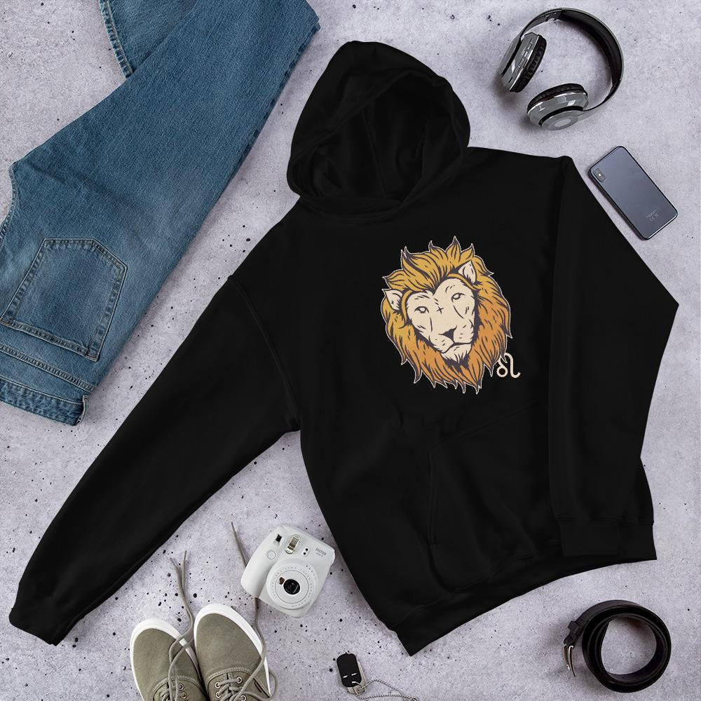 Leo Zodiac Unisex Hooded Sweatshirt — Black