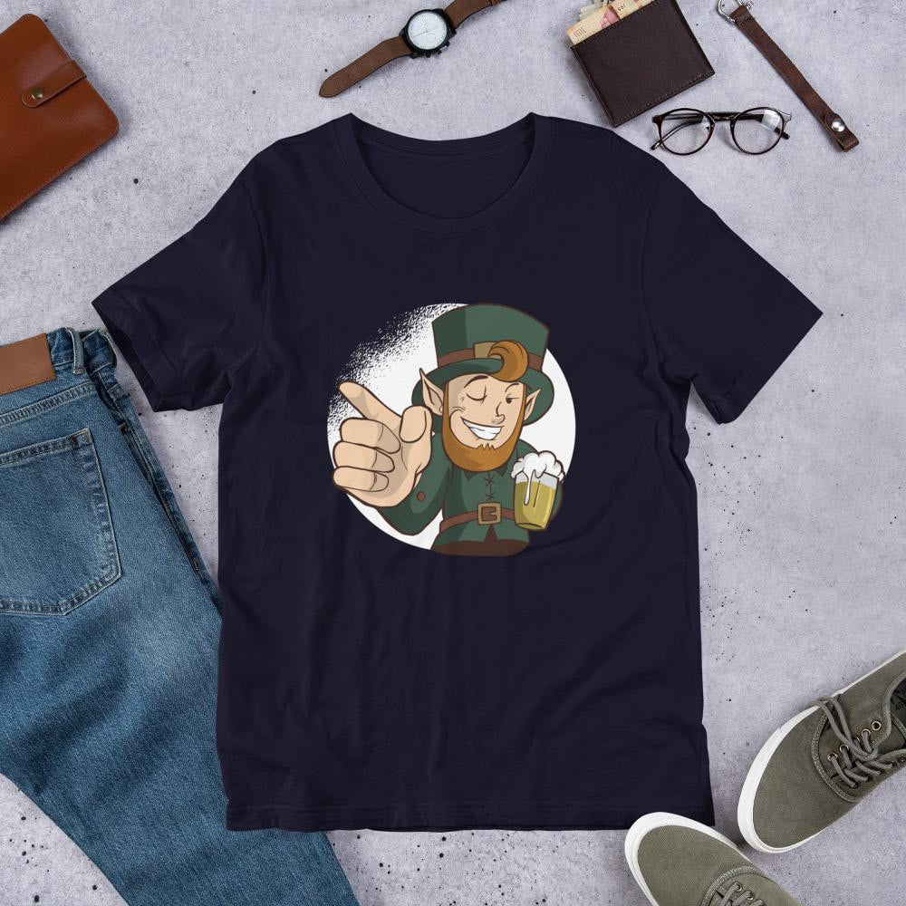 Winking Leprechaun Half Sleeve T-Shirt — Navy