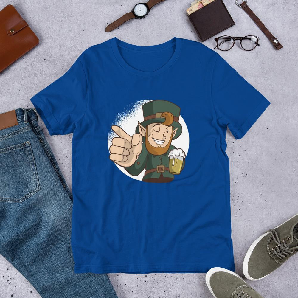 Winking Leprechaun Half Sleeve T-Shirt — Blue