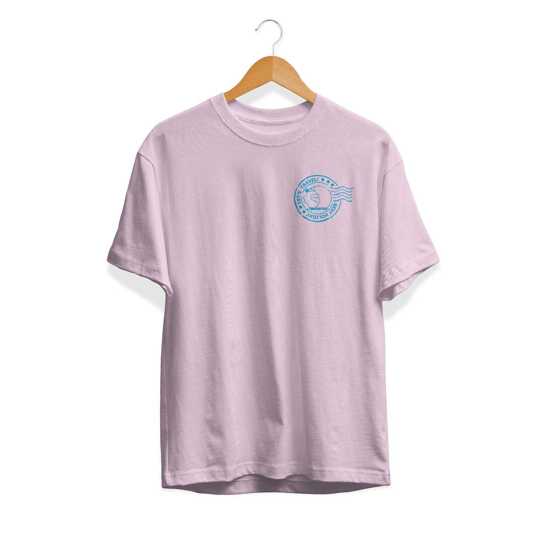 Let's Travel Unisex Half Sleeve T-Shirt — Light Pink