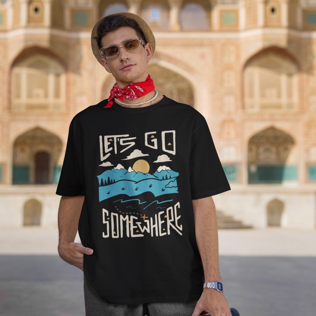 Cotton oversized t-shirt with Go Somewhere print