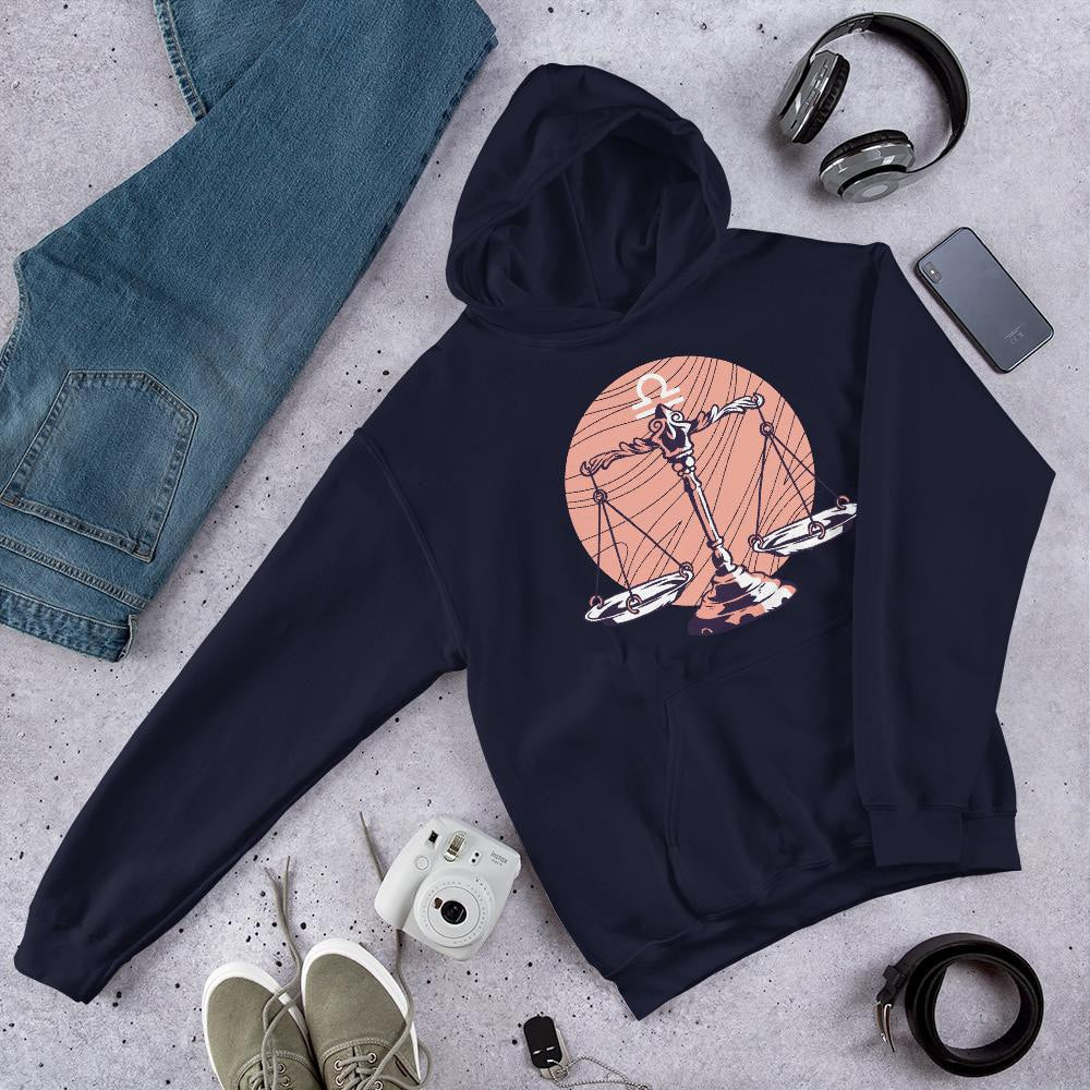 Libra Zodiac Unisex Hooded Sweatshirt — Navy