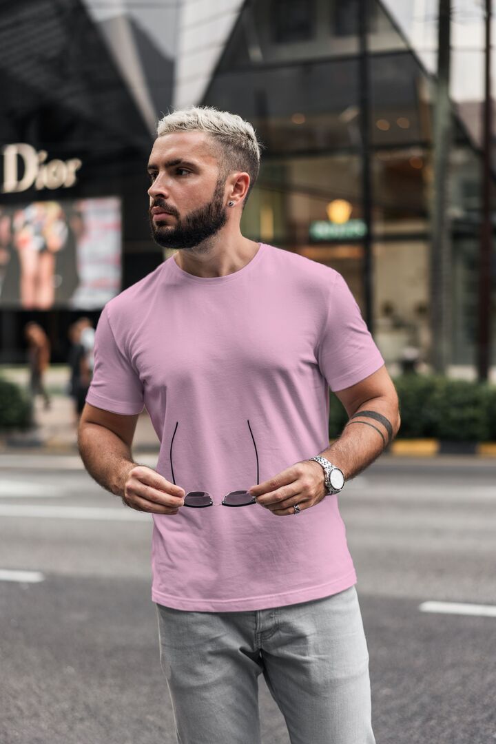 Men/Unisex Plain Half Sleeve T-Shirt — Millenial Pink
