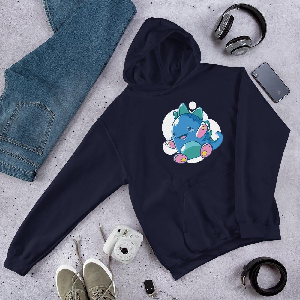 Baby Dino Unisex Hooded Sweatshirt — Navy