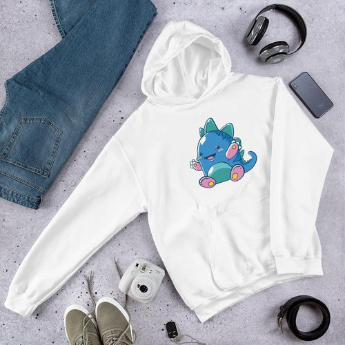 Baby Dino Unisex Hooded Sweatshirt — White