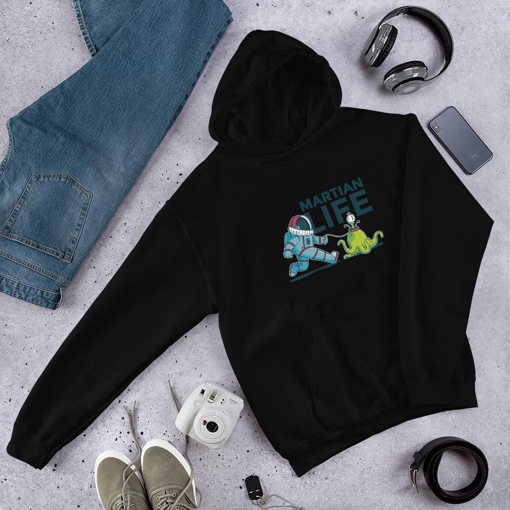 Martian Life Unisex Hooded Sweatshirt — Black