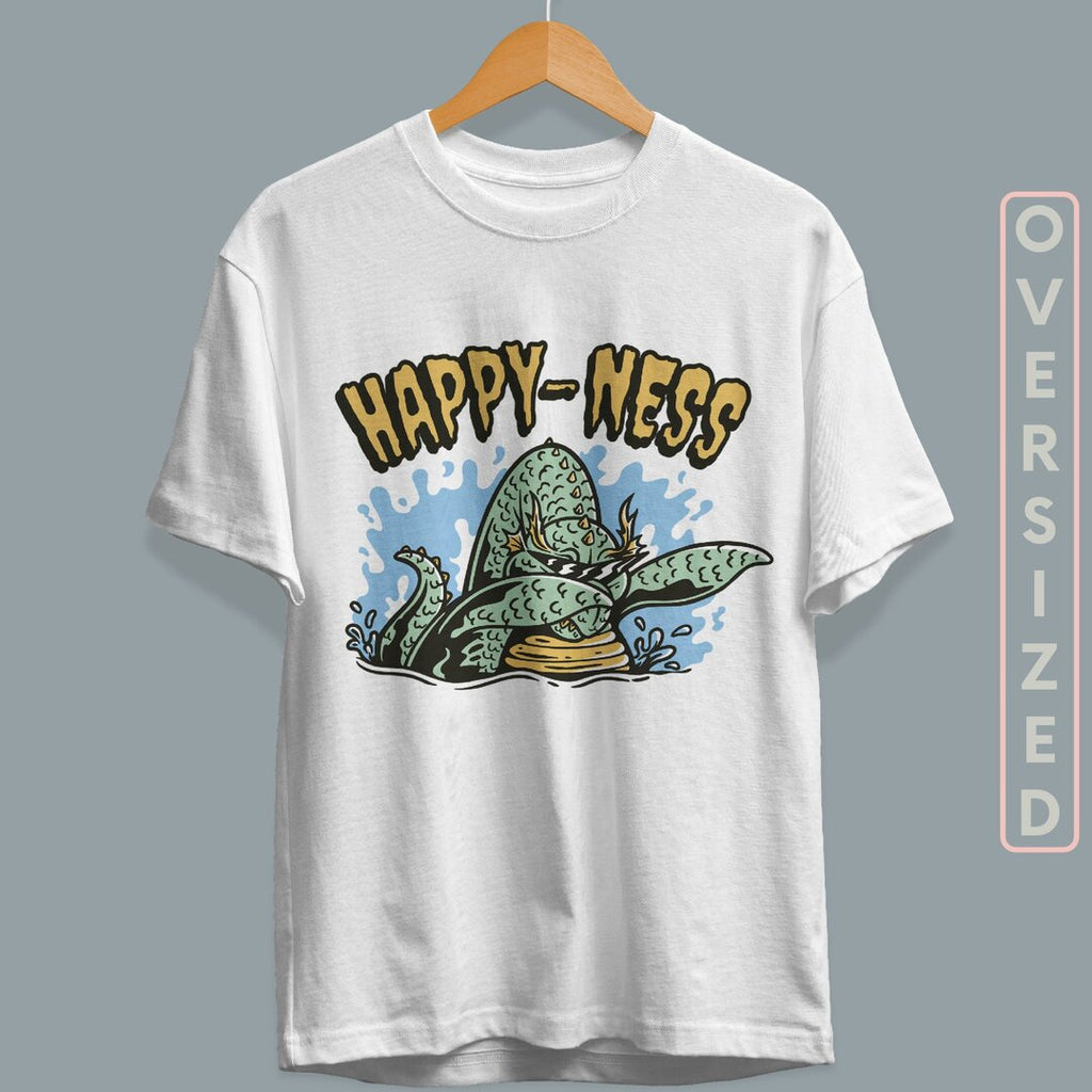 Loch Ness Dabbing Unisex Oversized T-Shirt — back view