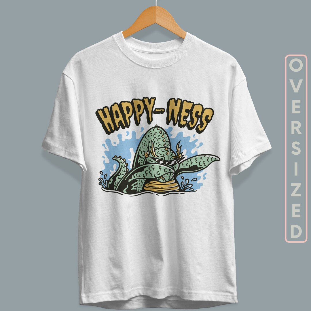 Loch Ness Dabbing Unisex Oversized T-Shirt — back view