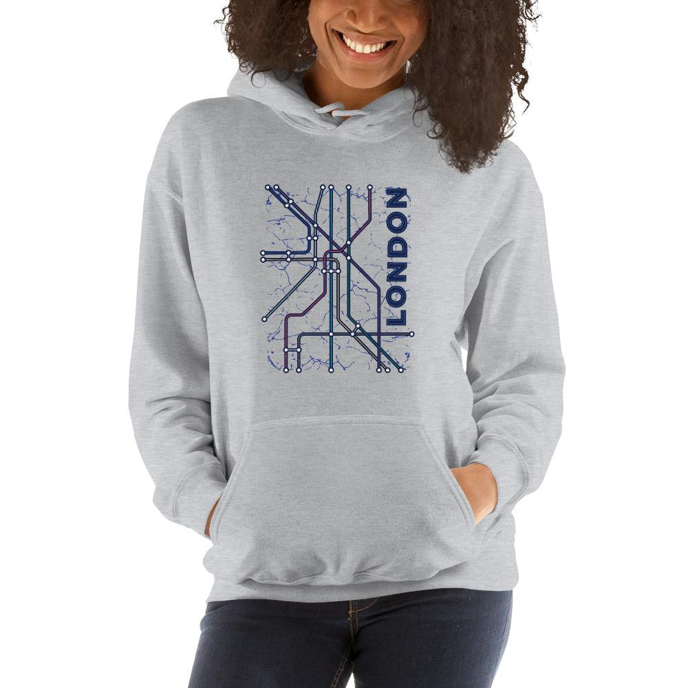 London Underground Unisex Hooded Sweatshirt — detail view 3