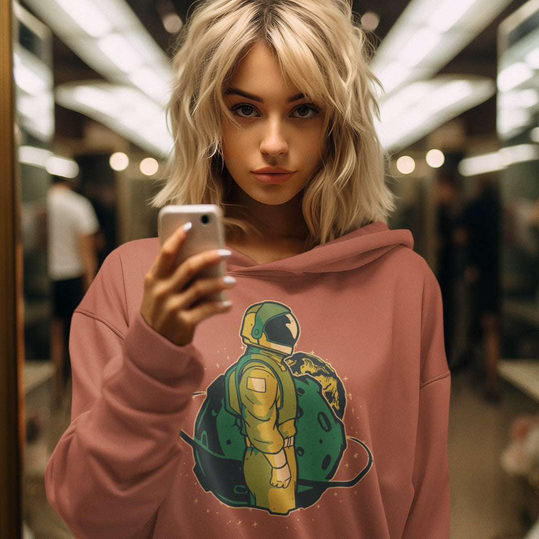 Cotton hoodie with Lunar Explorer print