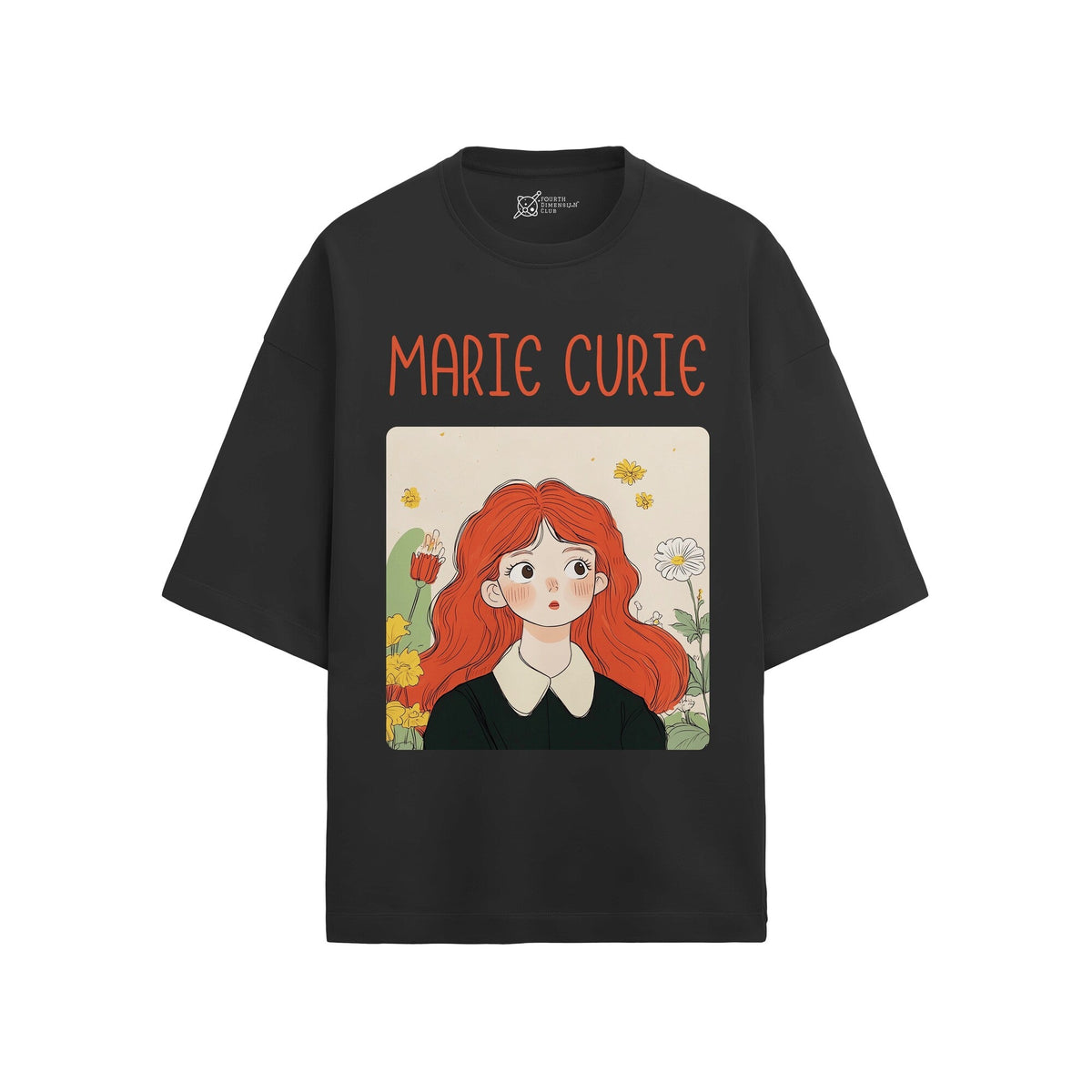 Marie Curie Oversized French Terry T-Shirt — black-2